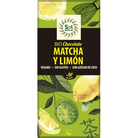 Chocolate matcha limon SOL NATURAL 70 gr BIO