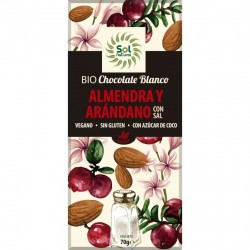 Chocolate blanco almendras arandanos sal SOL NATURAL 70 gr BIO
