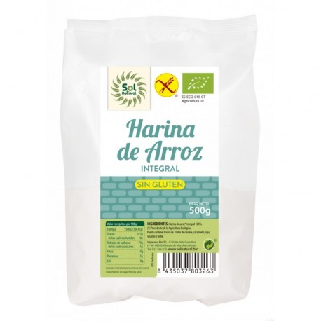 Harina arroz integral sin gluten SOL NATURAL 500 gr BIO