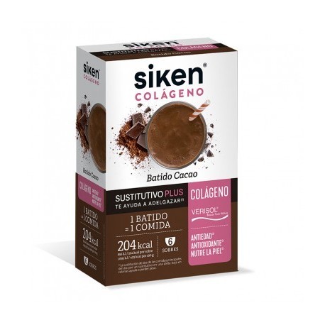 Batido sustitutivo colageno cacao SIKEN 6 sobres